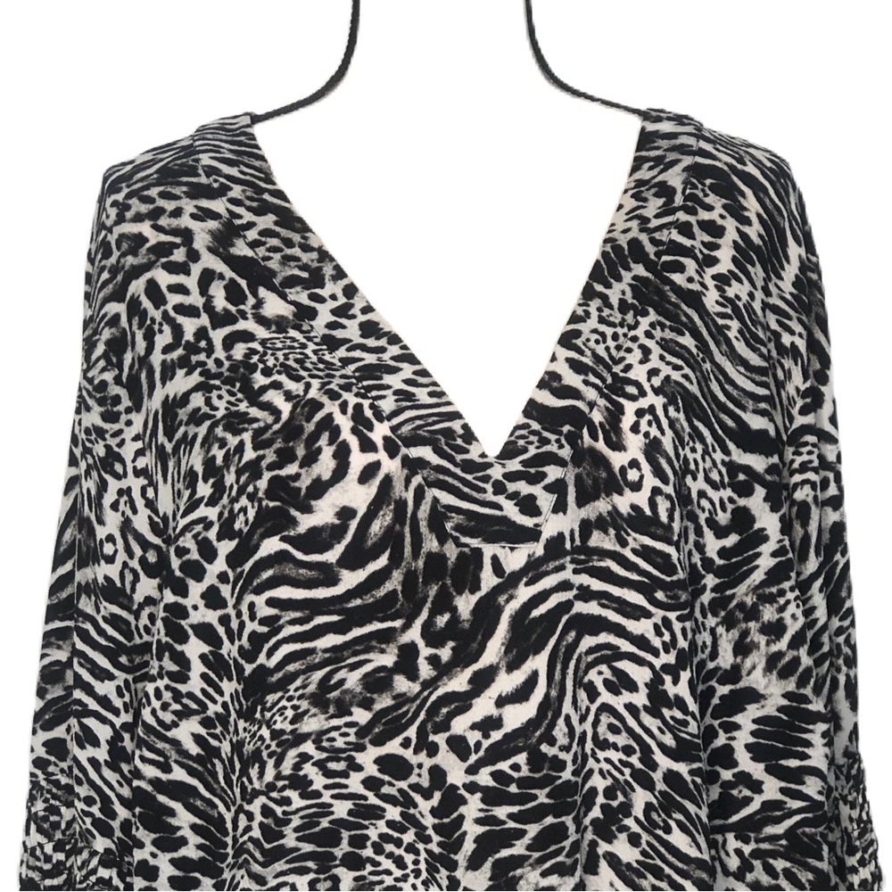 MICHAEL Michael Kors Animal Print Pattern Long Bell Sleeve Blouse/Tunic Sz 3X - Picture 9 of 15